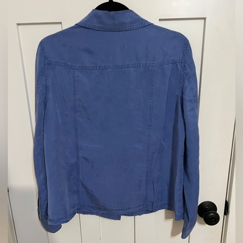 JM Collection Button up lightweight Jacket blue Size 12 TENCEL